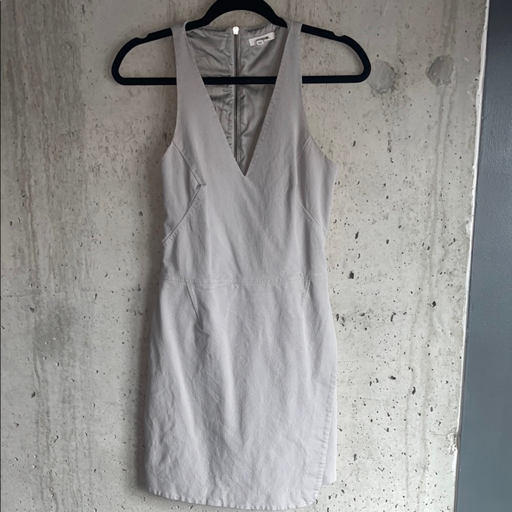 Helmut Lang Gray Sleeveless V-Neck Dress